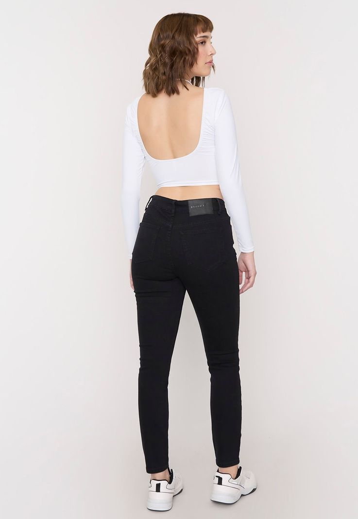 Jeans Mujer Básico Skinny 5 Bolsillos Negro Corona-2