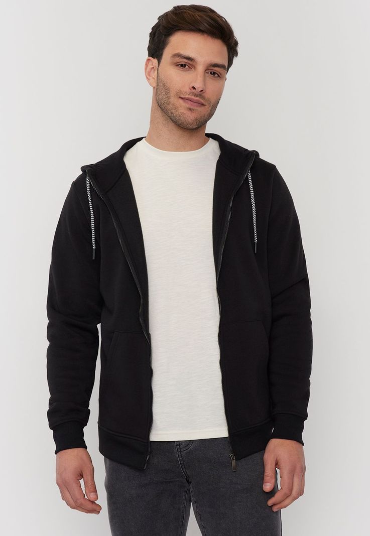 Polerón Hombre Full Zipper Clásico Negro Corona-0