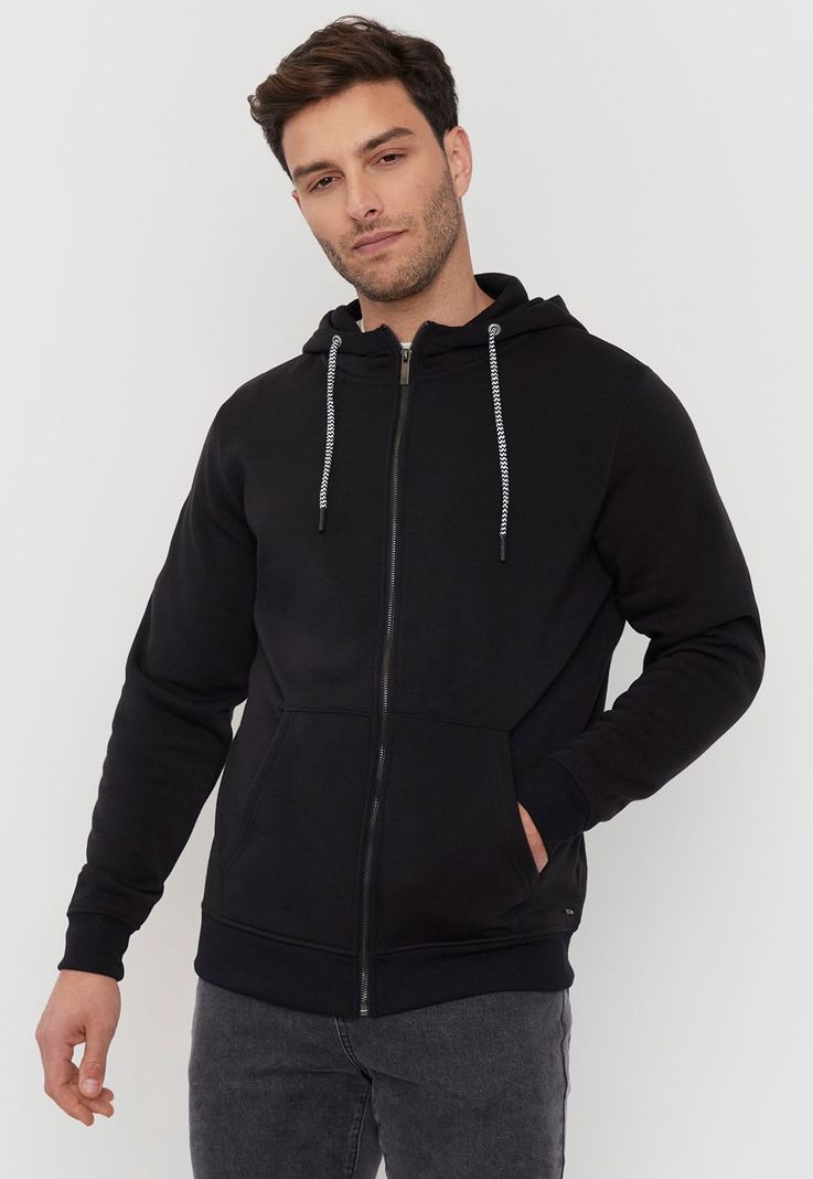 Polerón Hombre Full Zipper Clásico Negro Corona-2