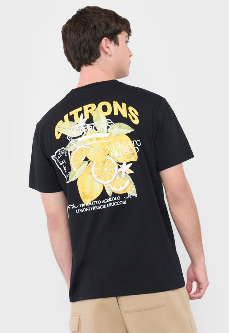 Polera Hombre Fun Frutas Negro Corona-2