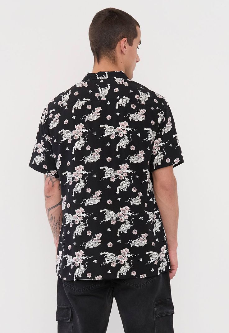 Guayabera Hombre Viscosa Tribal Negro Corona-2