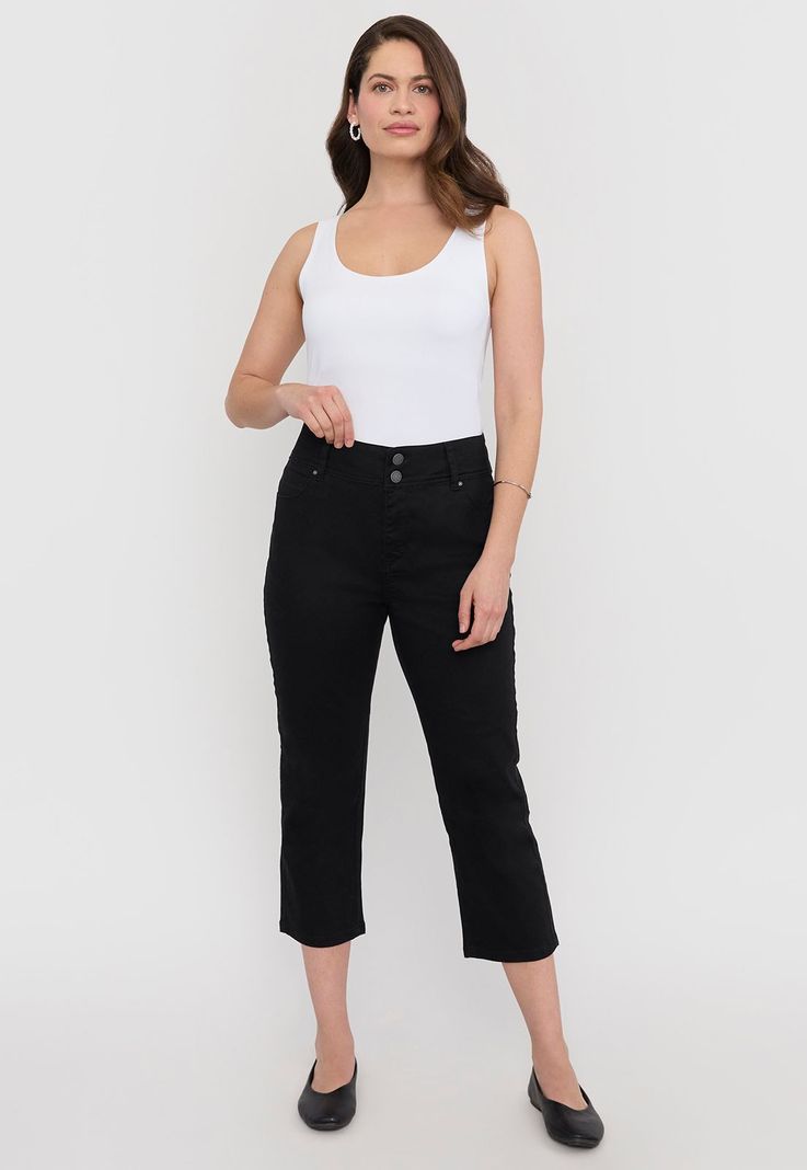 Pantalón Mujer Capri Gabardina Negro Corona-0