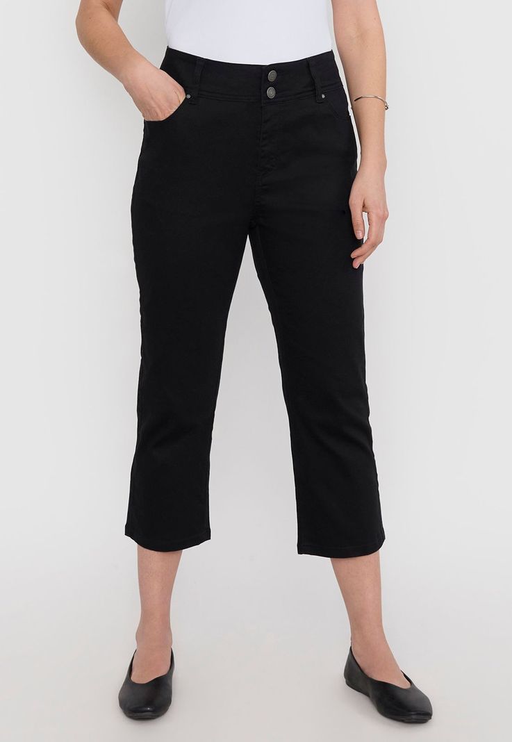Pantalón Mujer Capri Gabardina Negro Corona-1