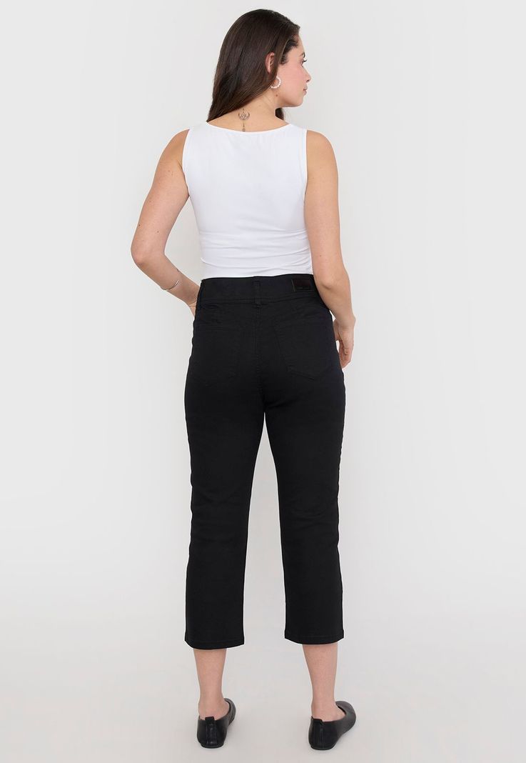 Pantalón Mujer Capri Gabardina Negro Corona-2