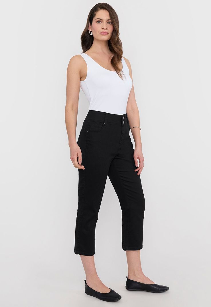 Pantalón Mujer Capri Gabardina Negro Corona-3