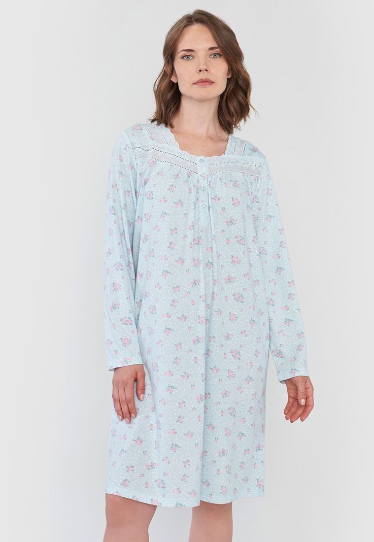 Camisa de Dormir Mujer Manga Larga Menta Corona-0