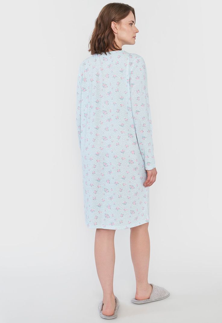 Camisa de Dormir Mujer Manga Larga Menta Corona-1