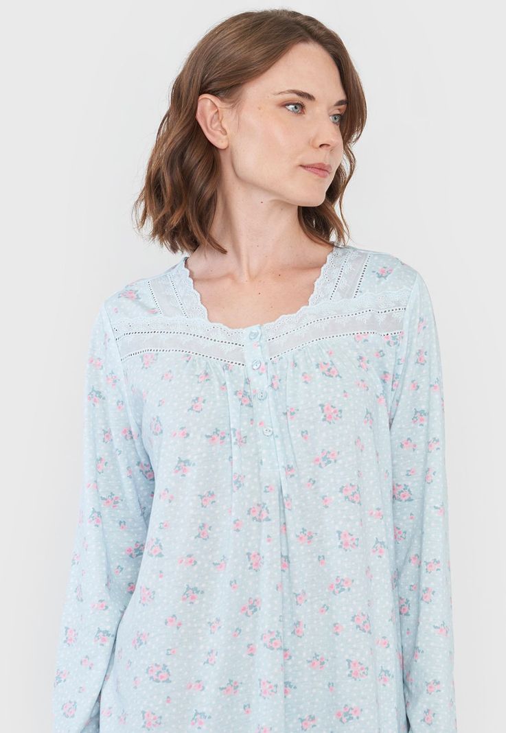 Camisa de Dormir Mujer Manga Larga Menta Corona-2