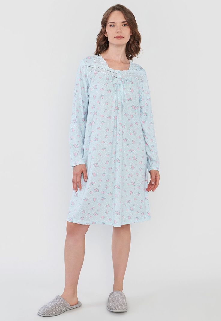 Camisa de Dormir Mujer Manga Larga Menta Corona-3
