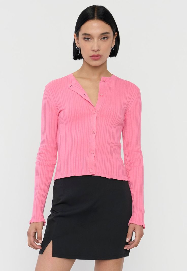 Sweater Mujer Cárdigan Botones Palo Rosa Corona-0