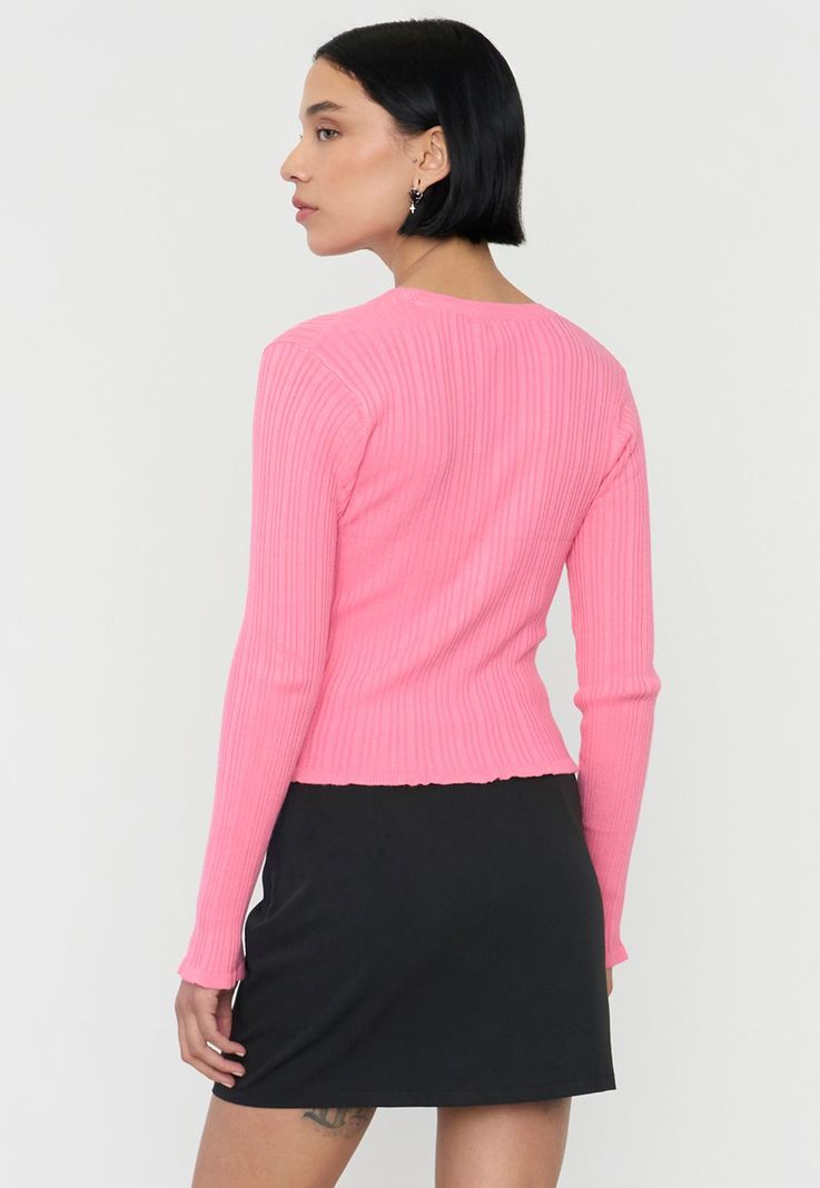 Sweater Mujer Cárdigan Botones Palo Rosa Corona-1