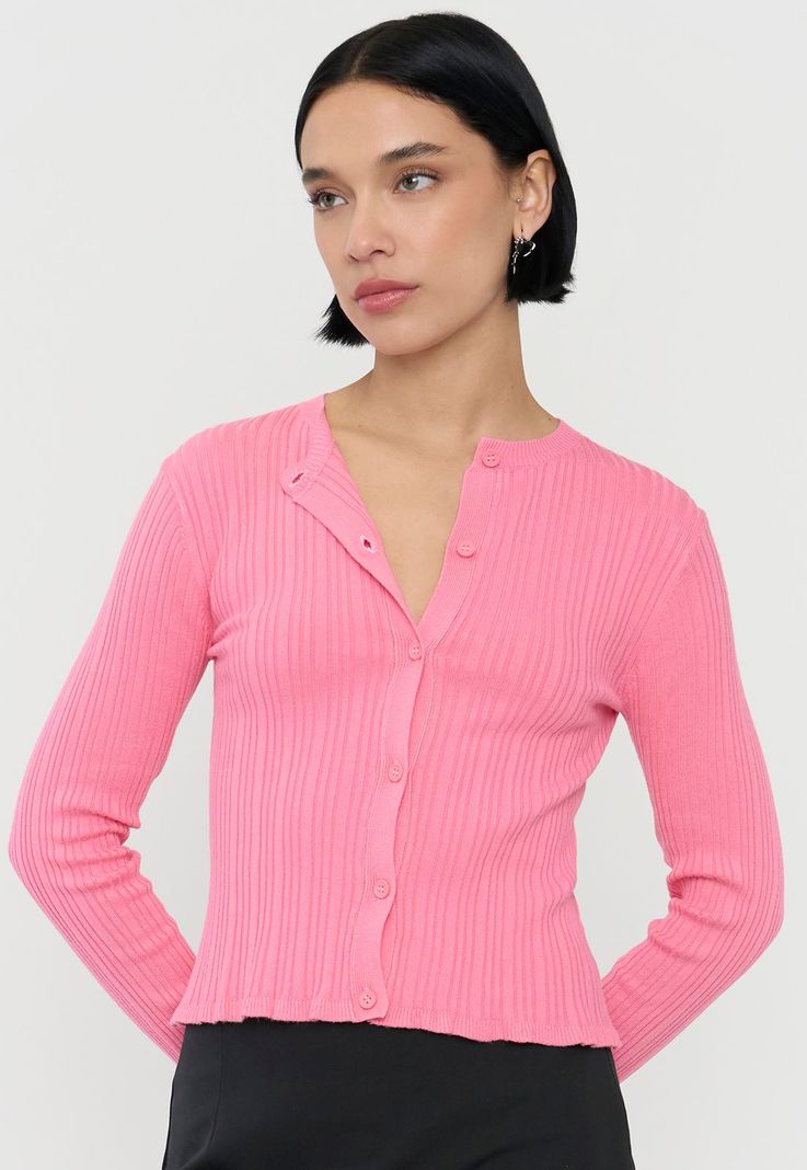 Sweater Mujer Cárdigan Botones Palo Rosa Corona-2