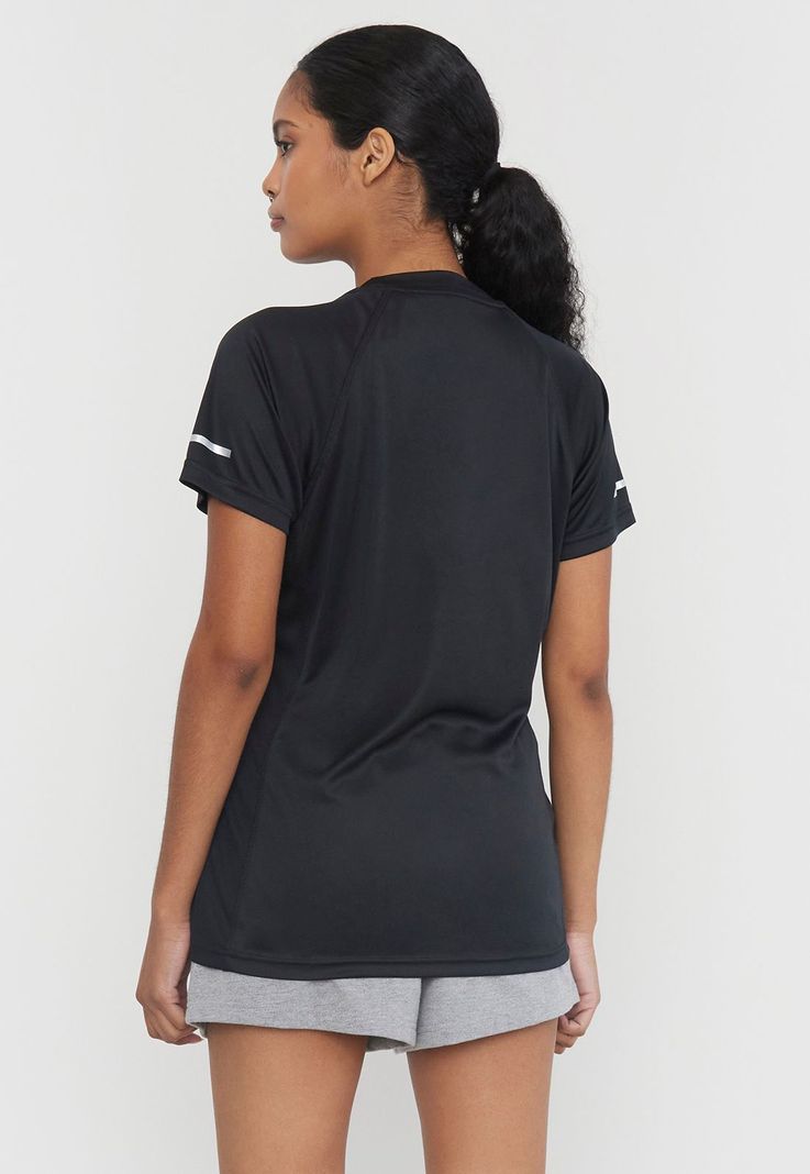 Polera Mujer Deportiva R-Neck Poliéster Negro Corona-1