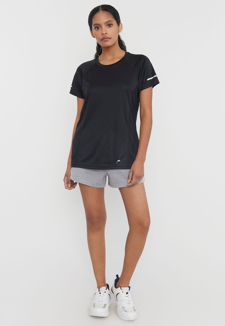Polera Mujer Deportiva R-Neck Poliéster Negro Corona-3