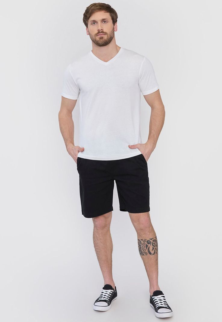 Polera Hombre Lisa Blanco V-Neck Corona-3