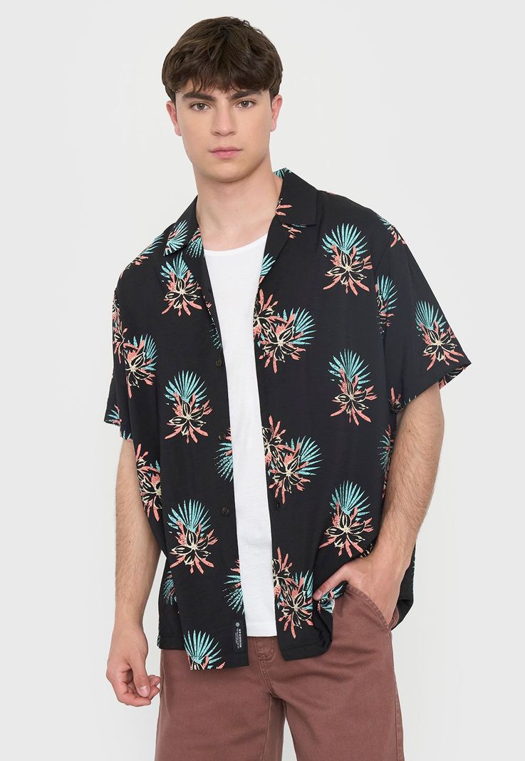 Guayabera Hombre Viscosa Poli Gris Oscuro Corona-0