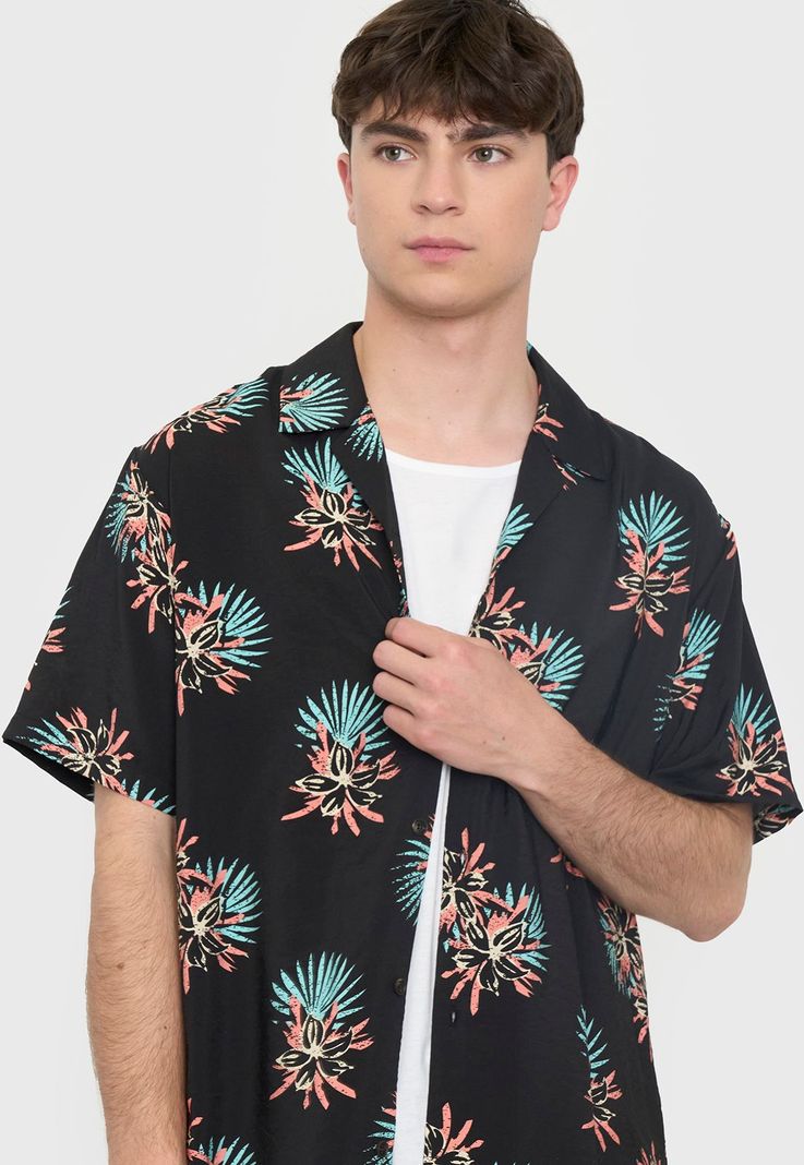 Guayabera Hombre Viscosa Poli Gris Oscuro Corona-2