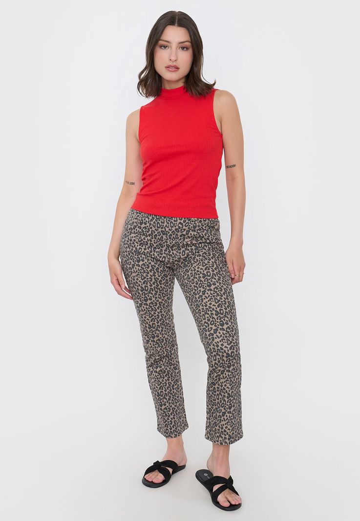 Polera Mujer Rib Halter Rojo Corona-3