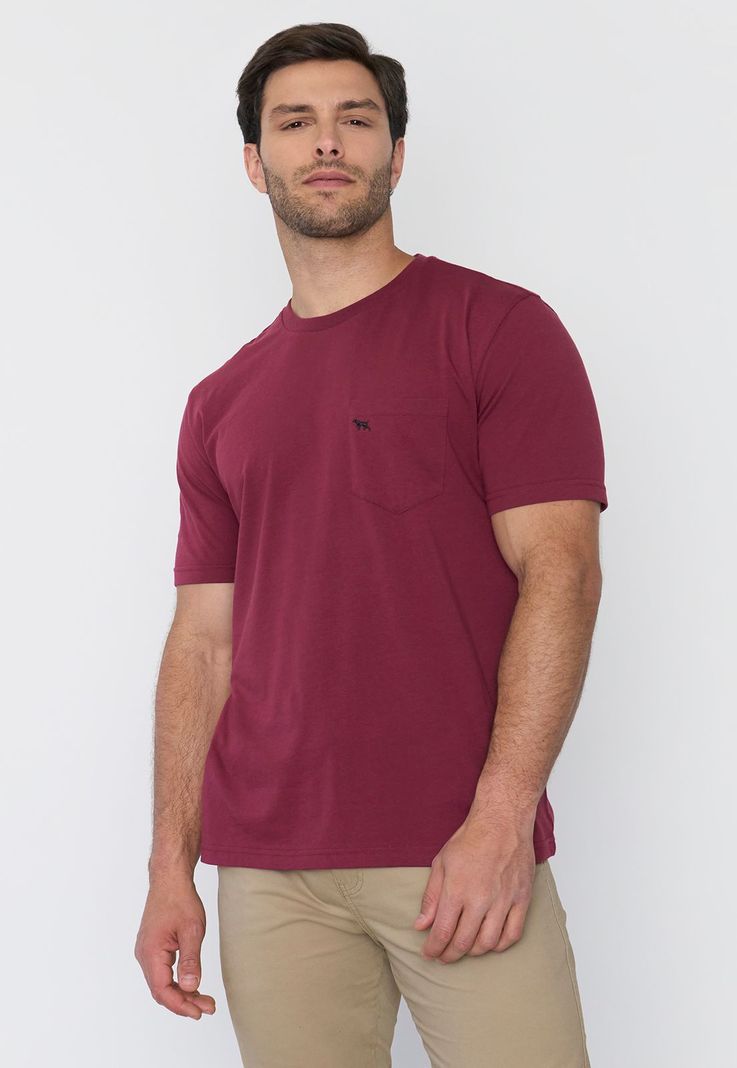 Polera Hombre Cneck Bolsillo Burdeo Corona-0
