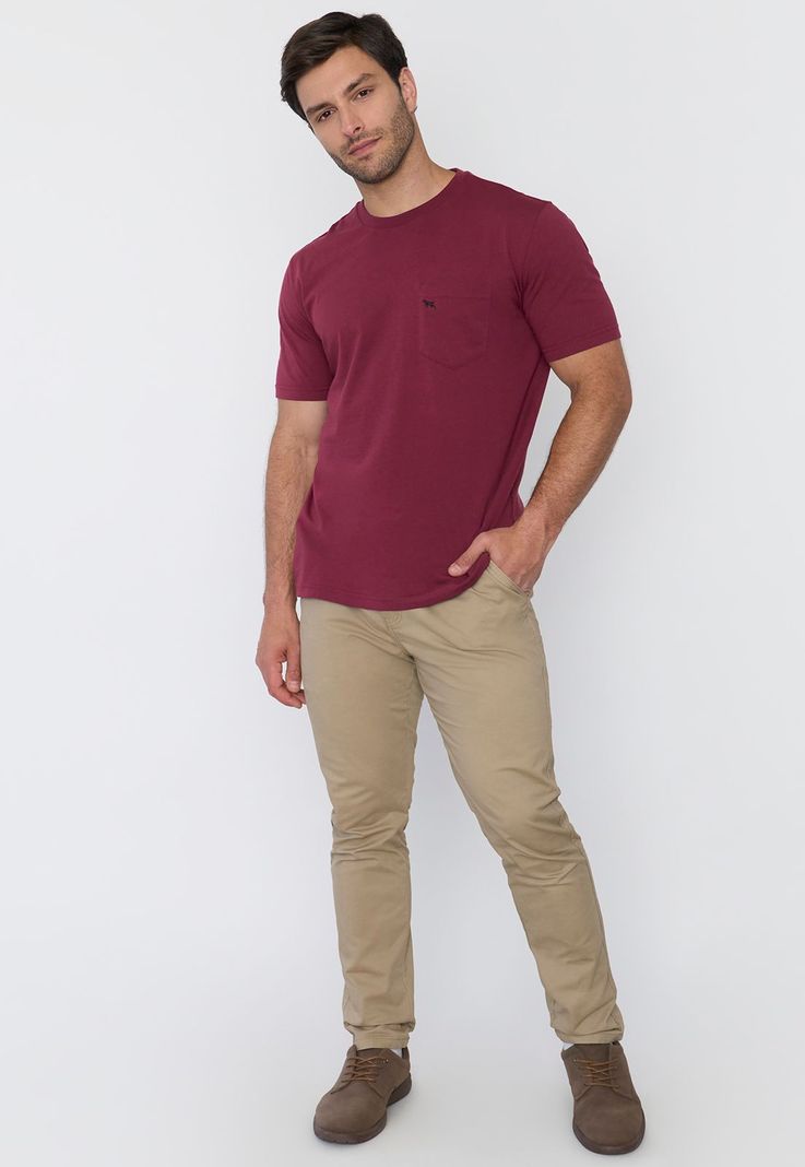 Polera Hombre Cneck Bolsillo Burdeo Corona-3