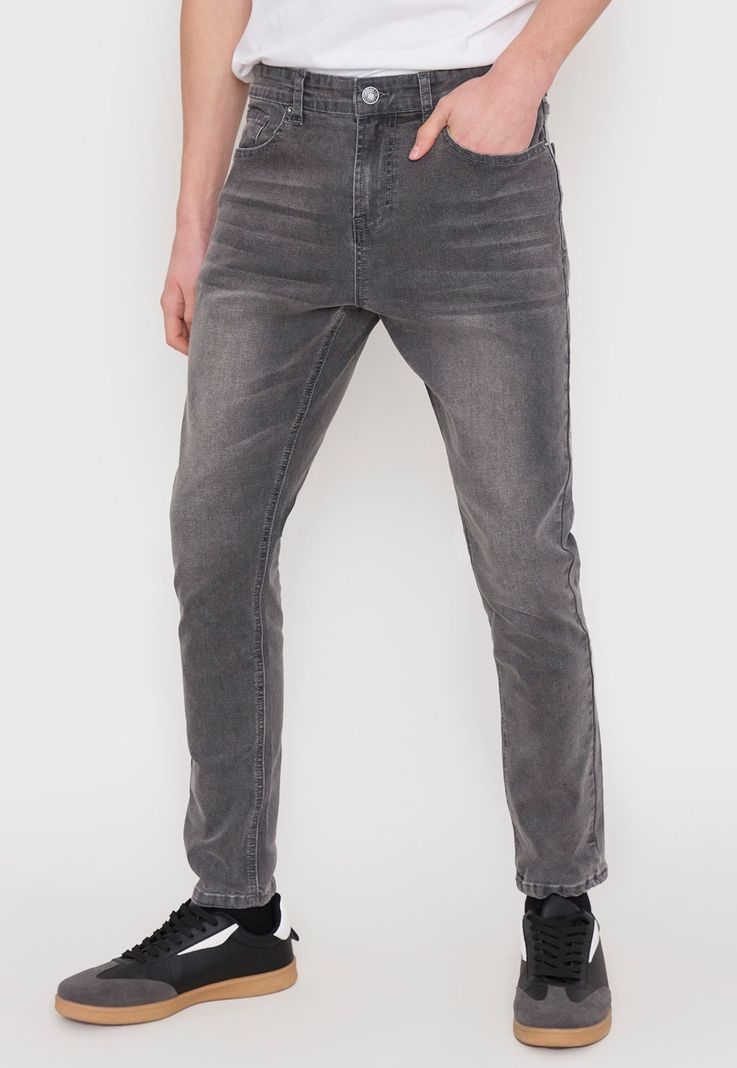 Jeans Hombre Skinny Fit Gris Spandex Corona-1