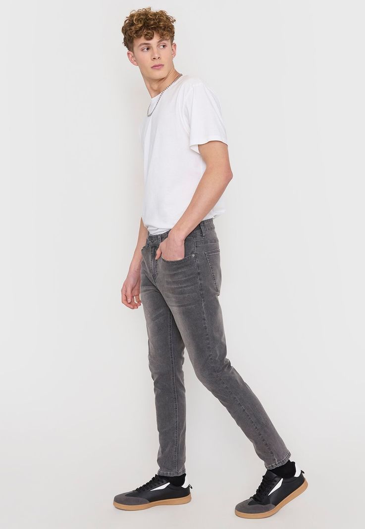 Jeans Hombre Skinny Fit Gris Spandex Corona-3