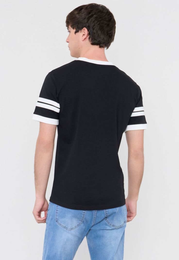 Polera Hombre Slim College Negro Corona-1