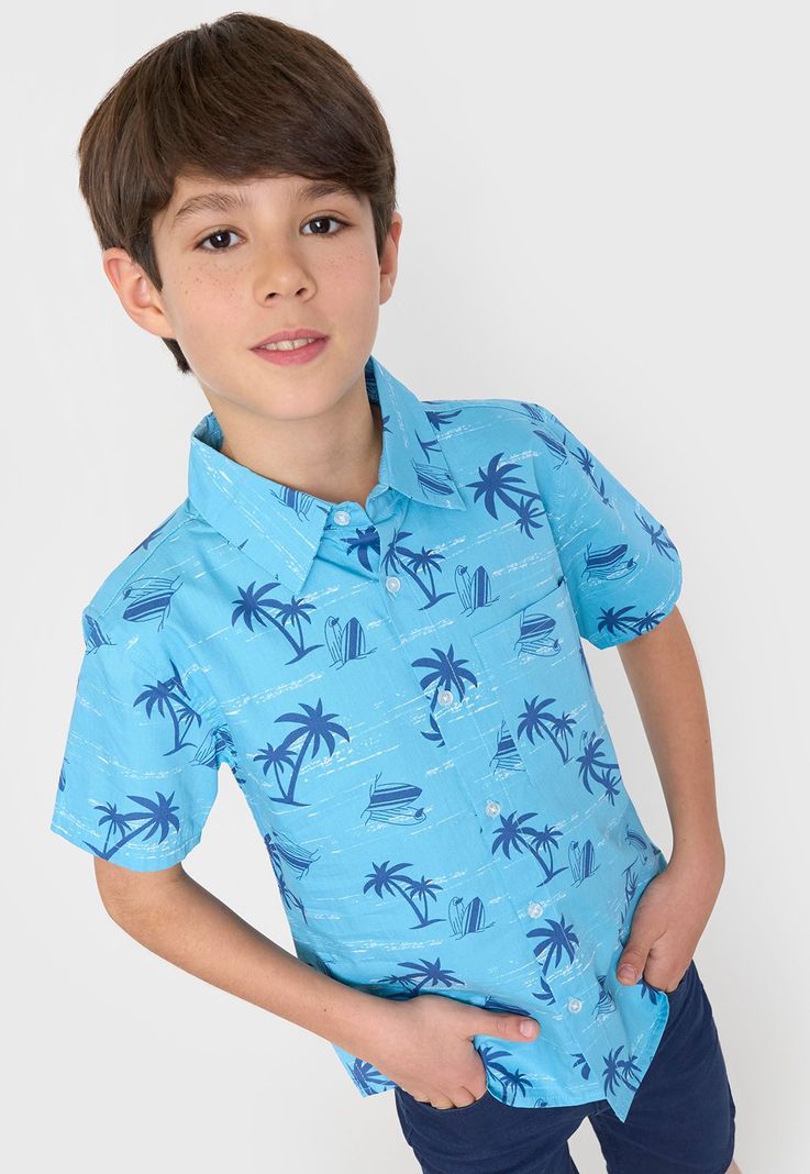 Camisa Niño Kids Fullprint Celeste Corona-0