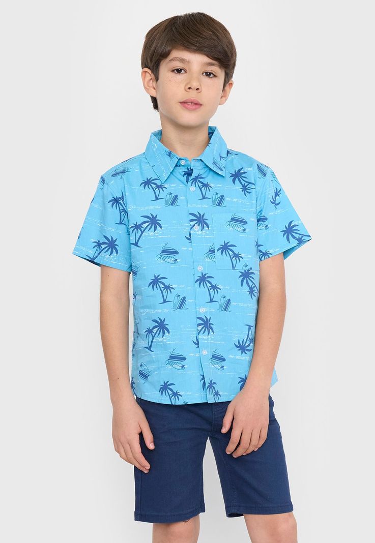 Camisa Niño Kids Fullprint Celeste Corona-1
