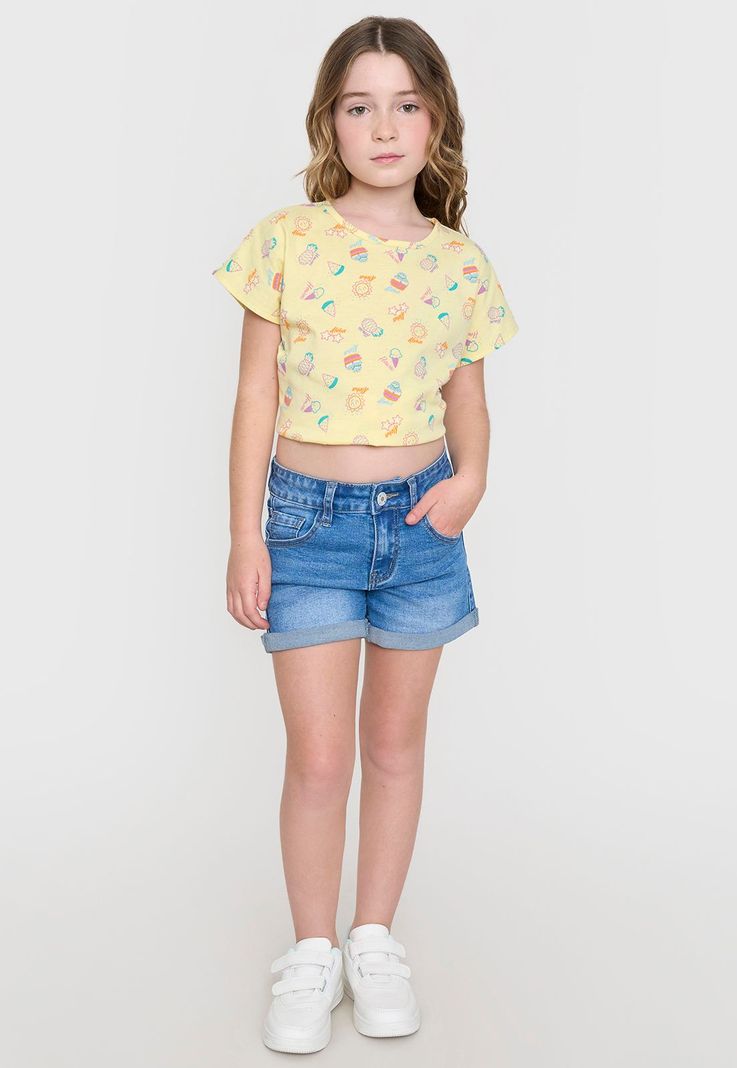 Short Niña Kids Denim Color Azul Medio Corona-0