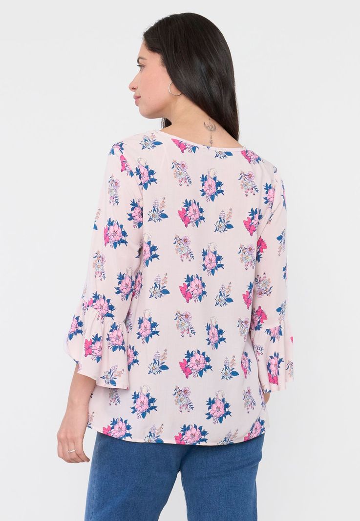 Blusa Mujer Manga Campana Palo Rosa Corona-1