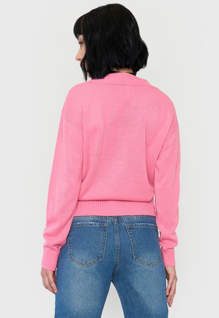 Sweater Mujer Cárdigan Regular Rosado Corona-1