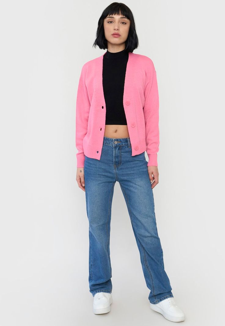 Sweater Mujer Cárdigan Regular Rosado Corona-3