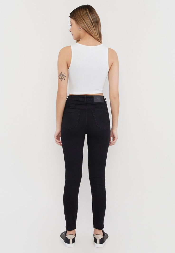 Jeans Mujer Skinny Destroyed Negro Corona-1