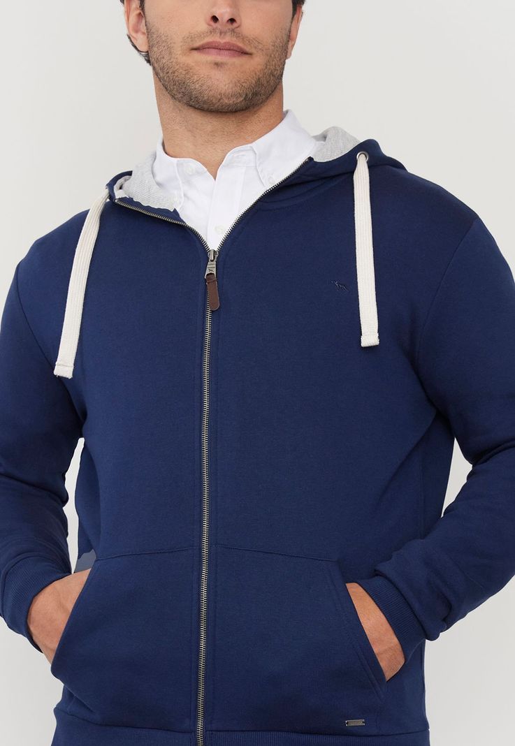 Polerón Hombre Clásico Full Zipper Navy Corona-2