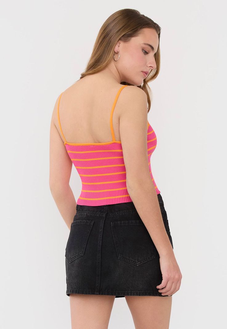 Peto Mujer Tejido Cuello V Fucsia Corona-1