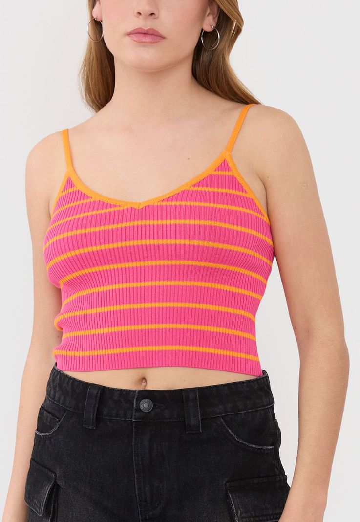Peto Mujer Tejido Cuello V Fucsia Corona-2