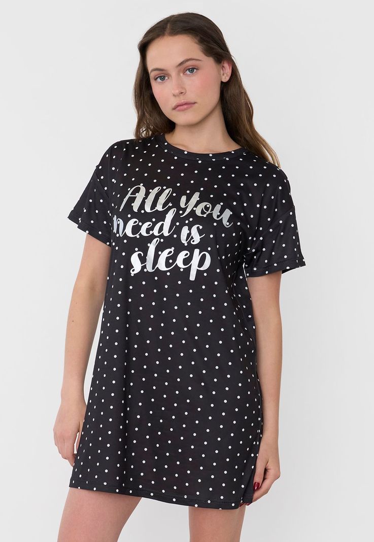 Camisa de Dormir Mujer Poliéster Puntos Negro Corona-0