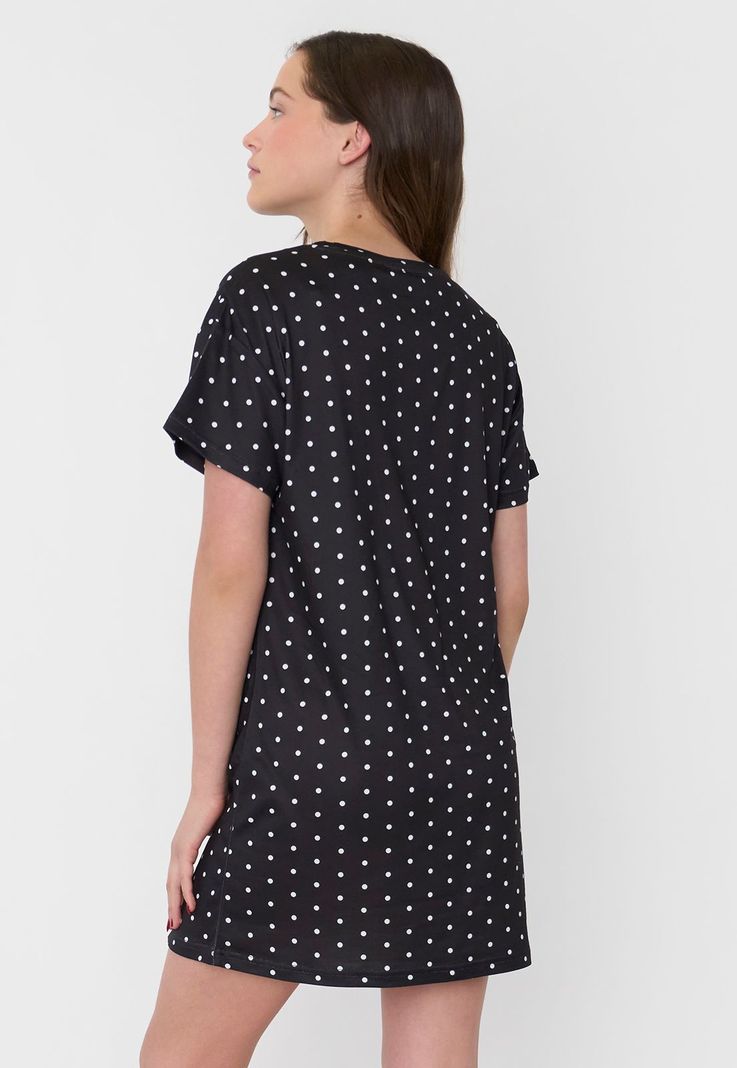 Camisa de Dormir Mujer Poliéster Puntos Negro Corona-1
