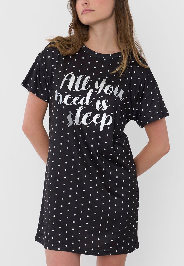Camisa de Dormir Mujer Poliéster Puntos Negro Corona-2