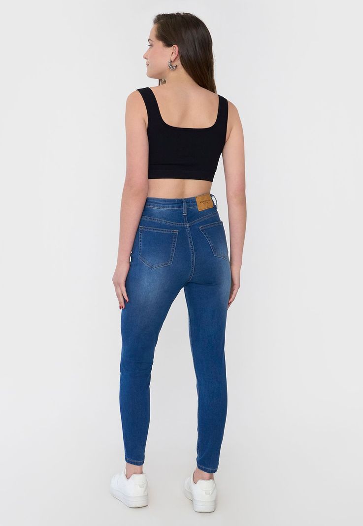 Jeans Mujer Skinny Fit Roturas Azul Oscuro Corona-2
