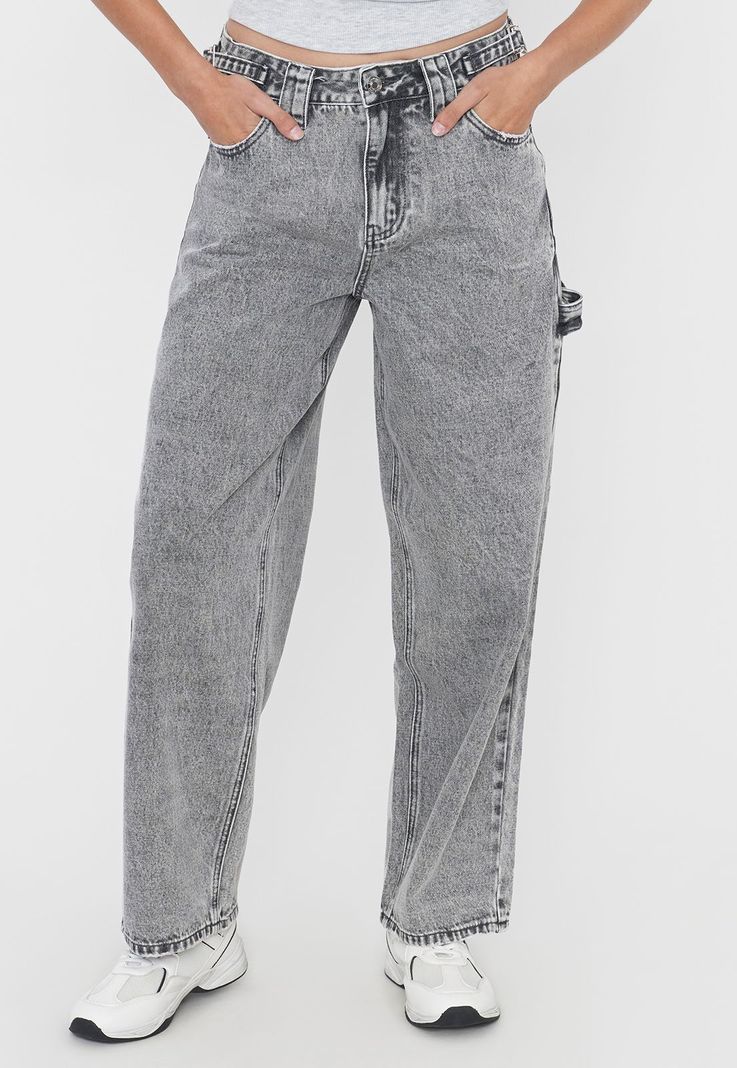 Jeans Mujer Baggy Fit Gris Corona-1