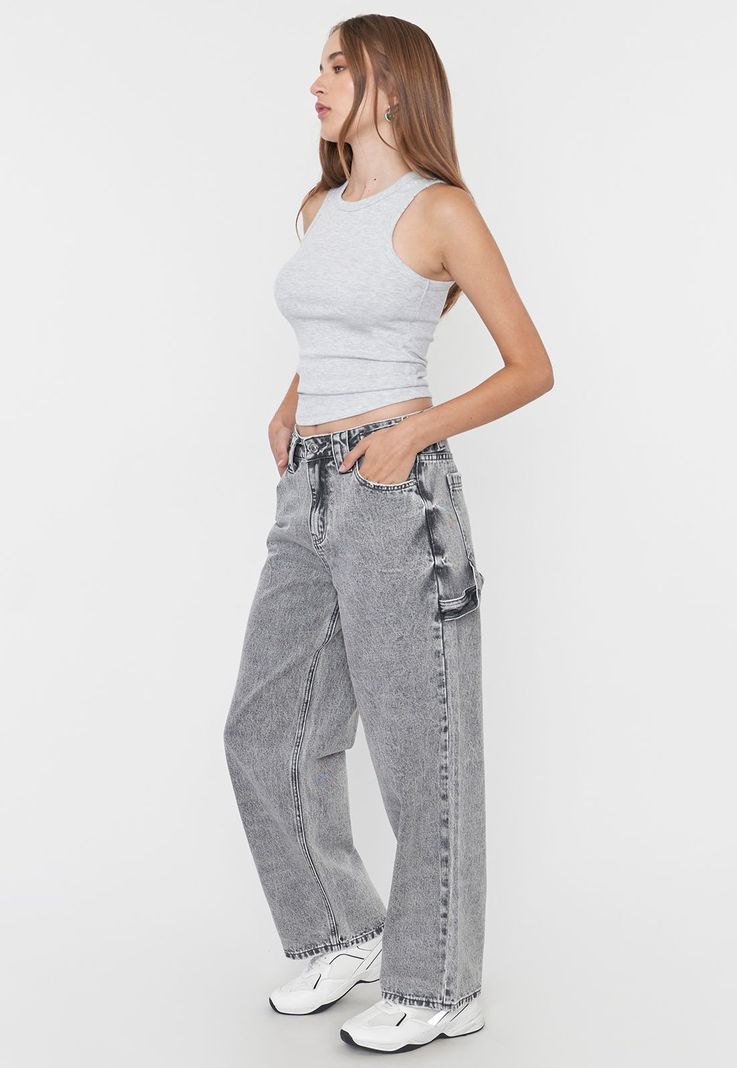 Jeans Mujer Baggy Fit Gris Corona-3