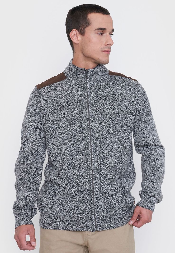 Tejido Hombre Full Zipper Suede Gris Corona-2