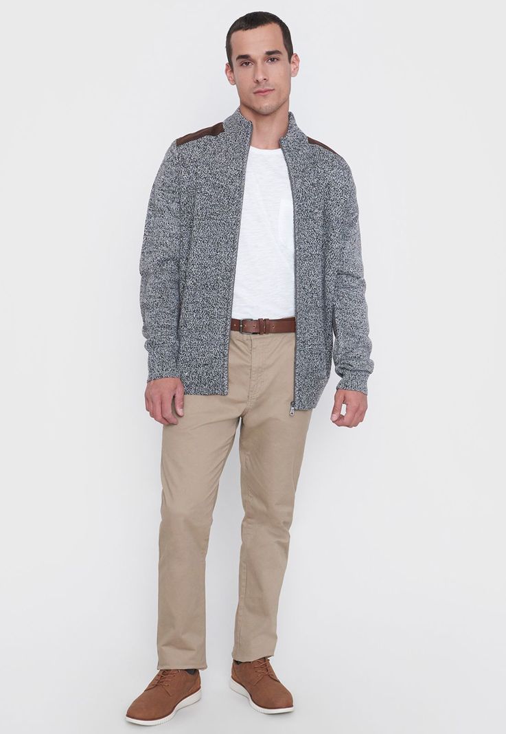 Tejido Hombre Full Zipper Suede Gris Corona-3