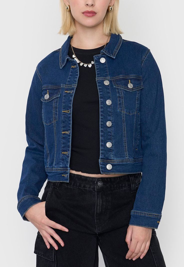 Chaqueta Mujer Trucker Elasticada Azul Oscuro Corona-2
