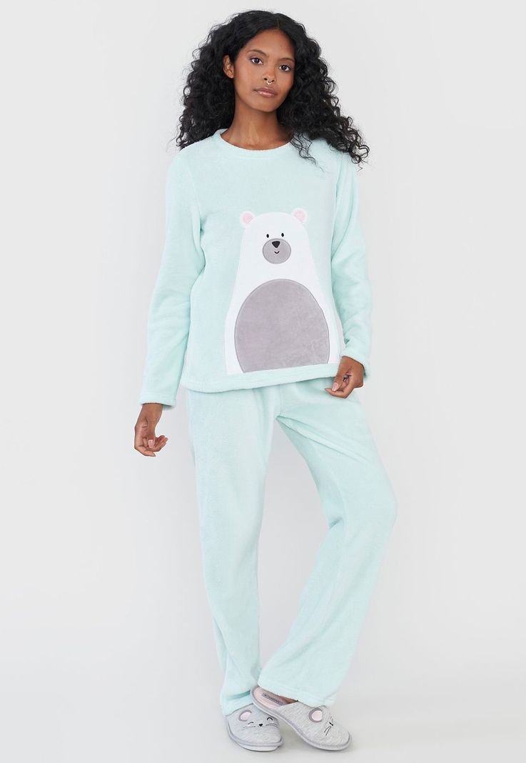 Pijama Mujer Coral Print Menta Corona-0