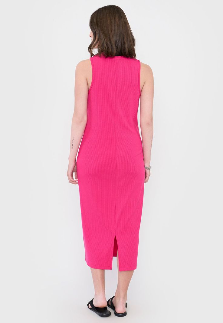 Vestido Mujer Largo Rib Fucsia Corona-1