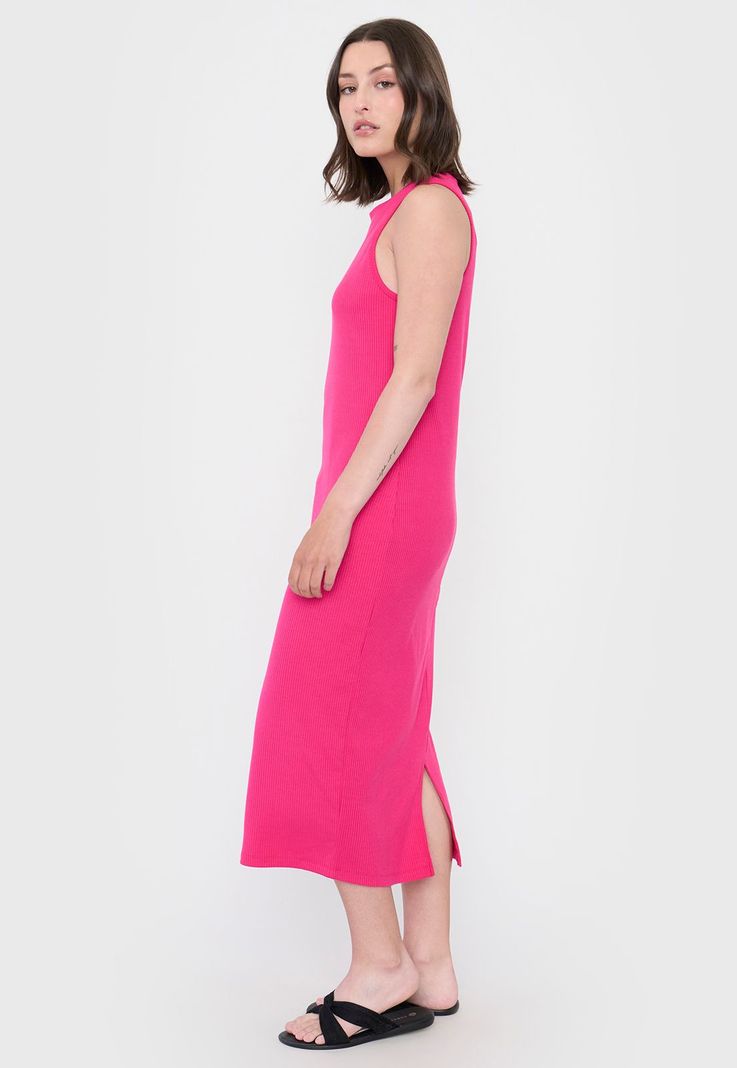 Vestido Mujer Largo Rib Fucsia Corona-3
