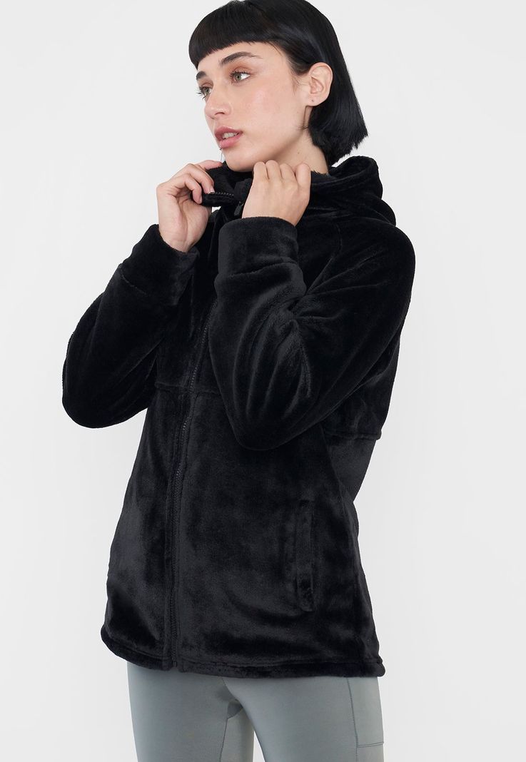Polerón Mujer Deportivo Peludo Color Negro Corona-2